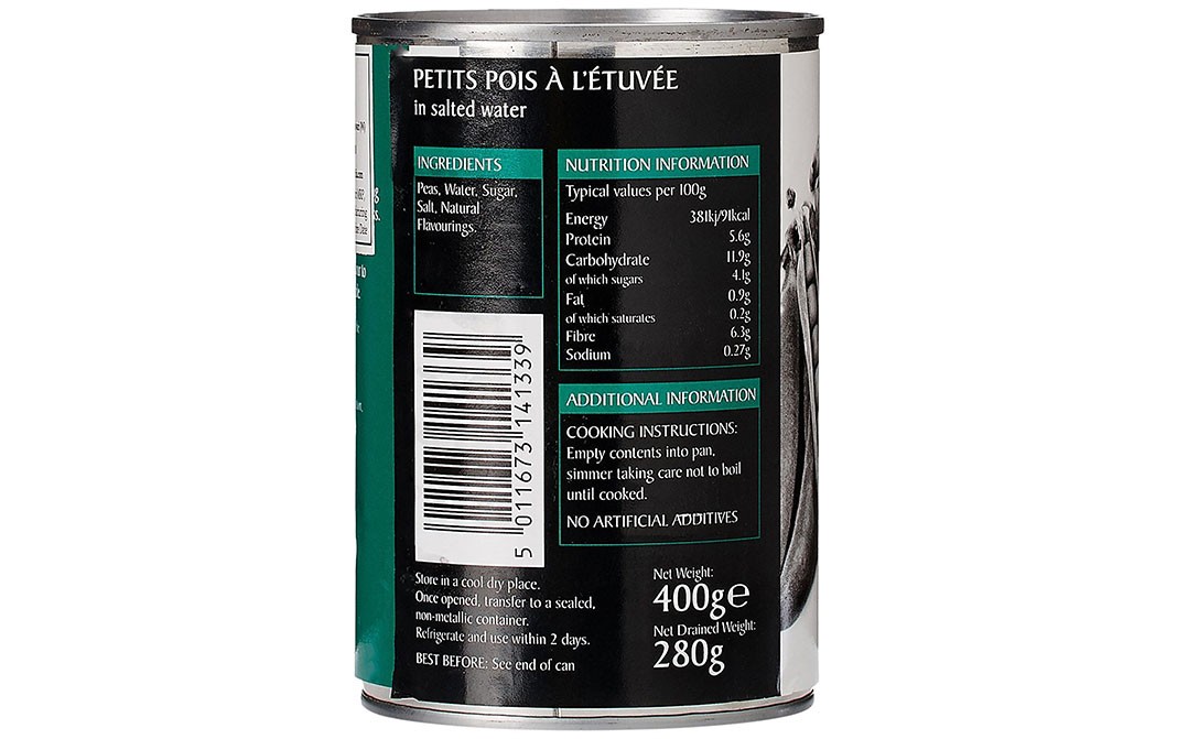 Epicure Petits Pois A L'étuvée In Salted Water   Tin  400 grams